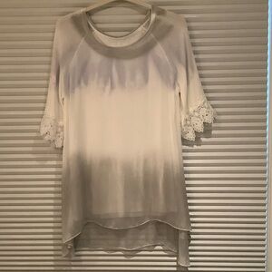 Elegant White and Gray Women's Top